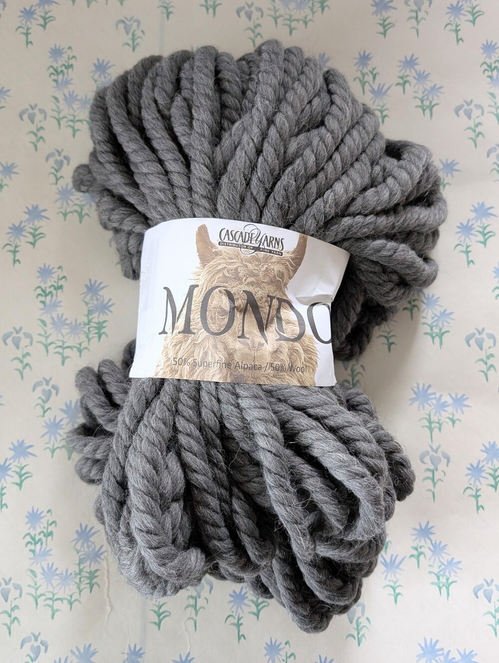 Cascade Mondo Super Bulky Yarn NEW Dark Charcoal Gray Alpaca Wool 58 yards